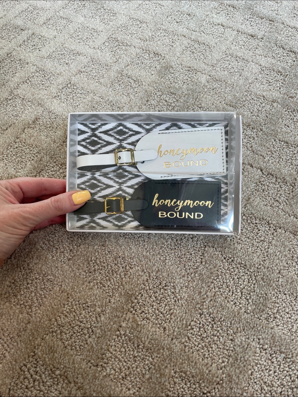 Honeymoon Bound Luggage Tag Duo - White & Black